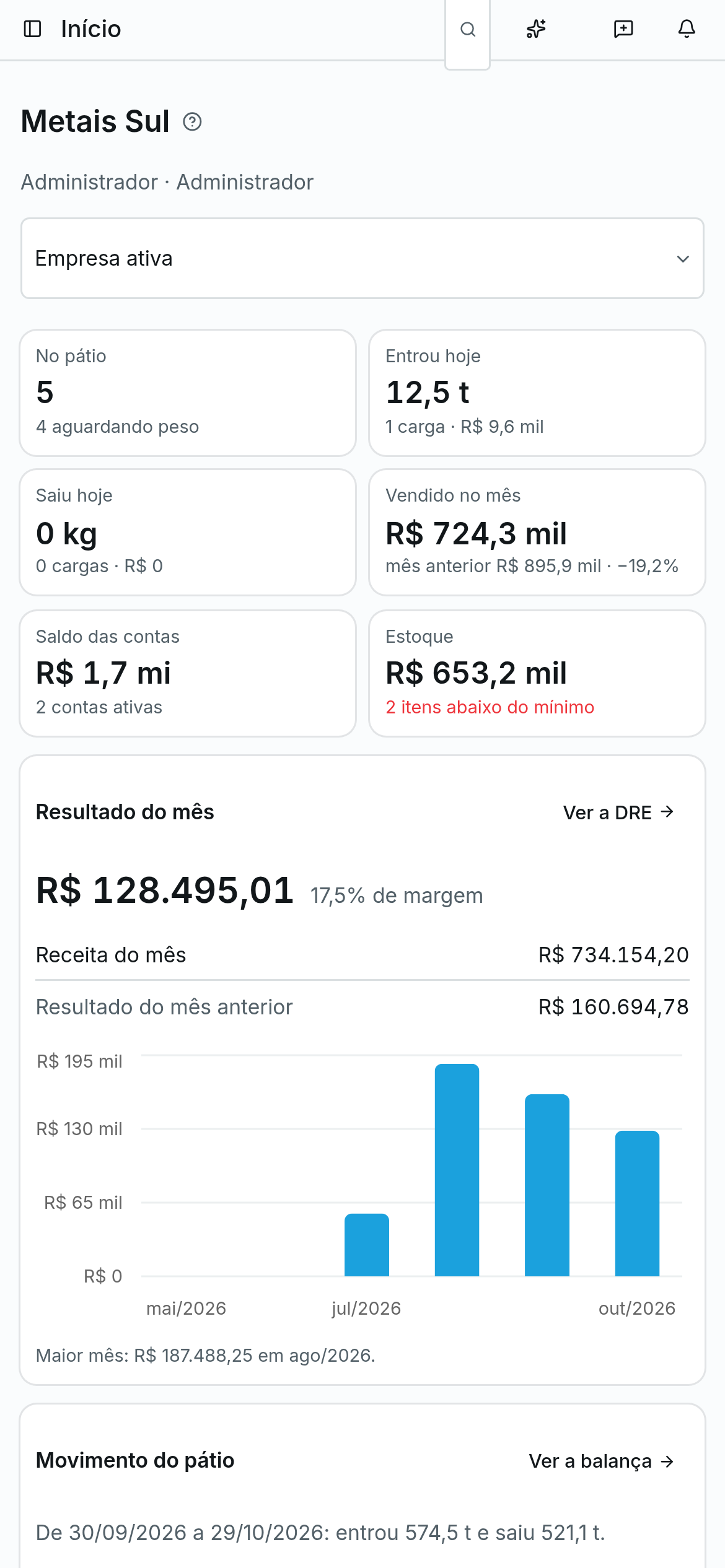 A mesma tela inicial no celular